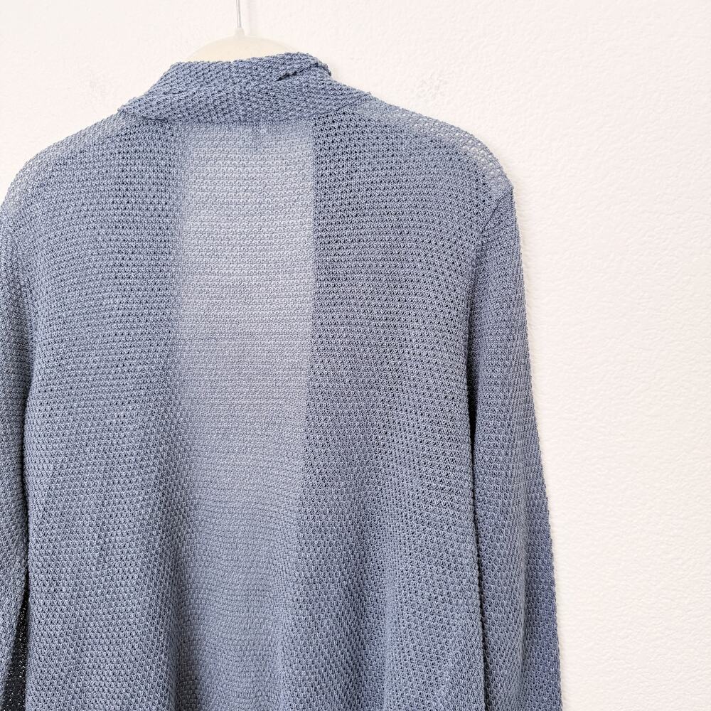 [J. Jill] Pure Jill Blue Gray Linen Blend Open Front Cardigan Sweater Sz Medium - Picture 6 of 10